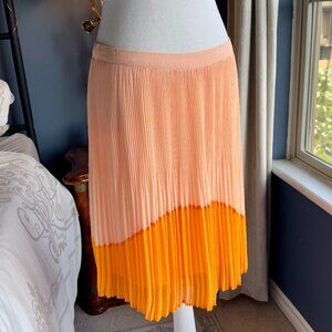 RW&Co Orange & Peach Pleated Chiffon Midi Skirt